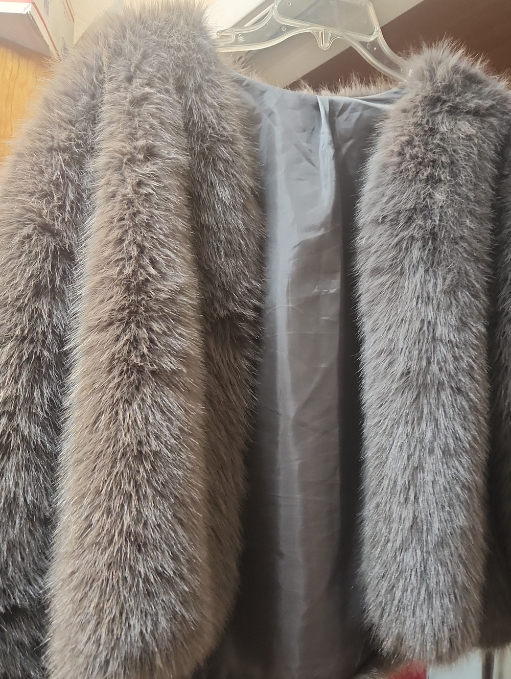 Plush Gray Teddy Jacket - Luxurious Faux Fur Coat